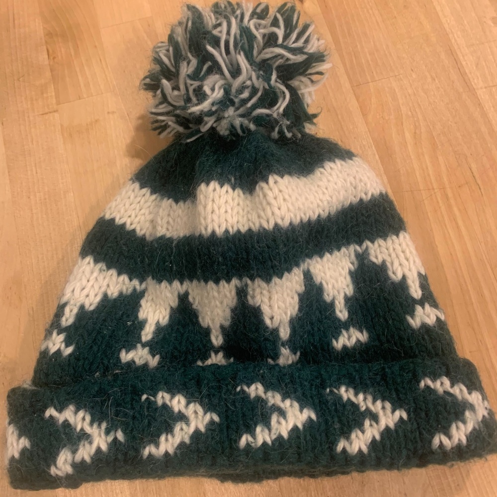 Volcom Green & White Knit Beanie
